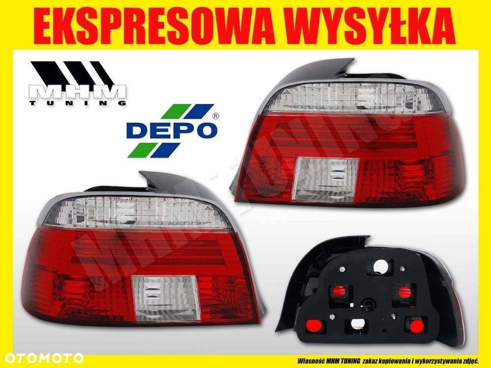 LAMPA TYL KPL BMW 5 E39 SED 96 RED WHITE LIFT LOOK - 2