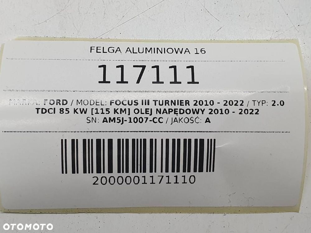 FELGA ALUMINIOWA 16 5X108 7J ET50 FORD FOCUS III MK3 AM5J-1007-CC - 8