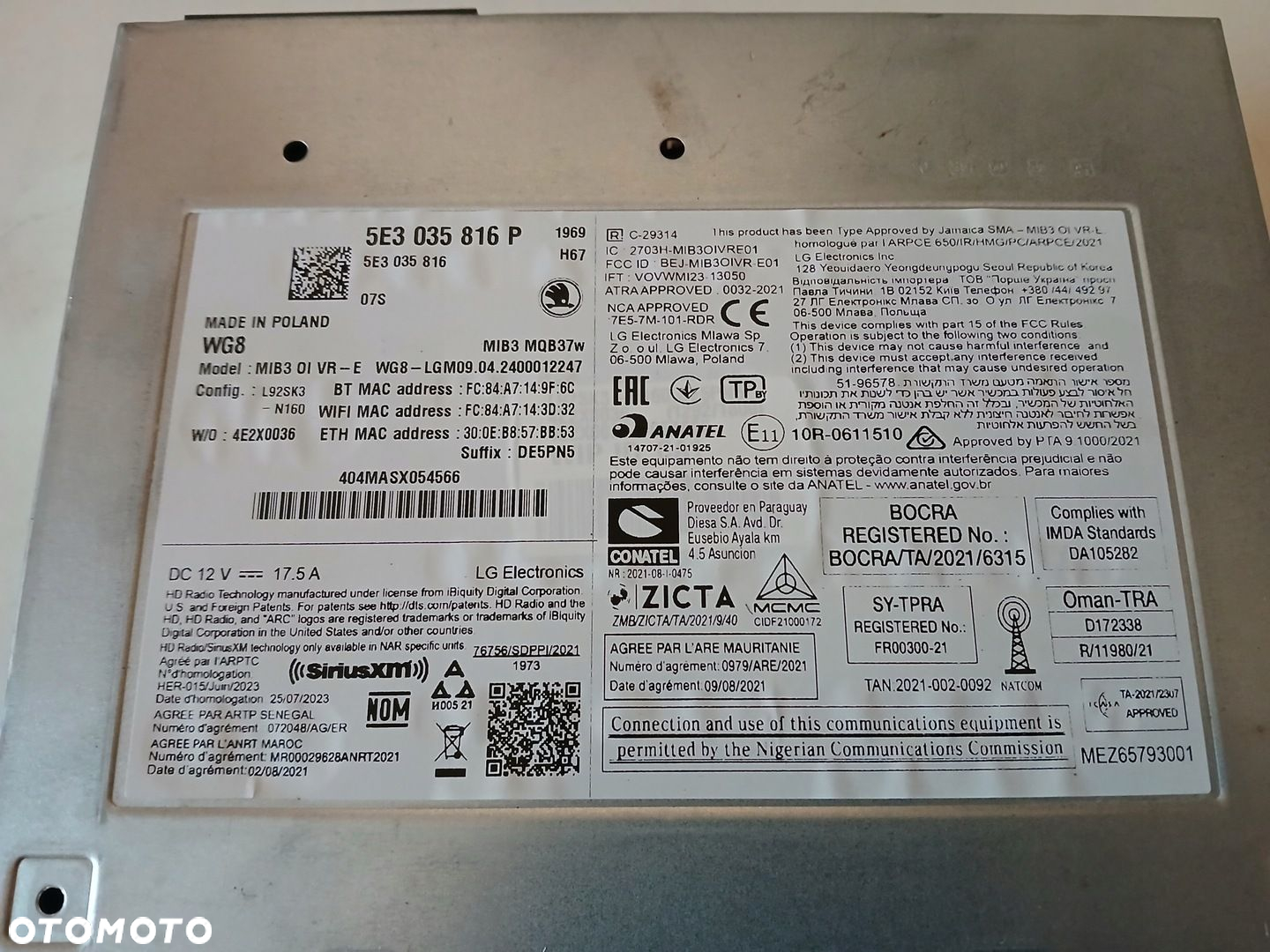 SKODA OCTAVIA IV czytnik nawigacji MMI MIB3 5E3035816P - 2