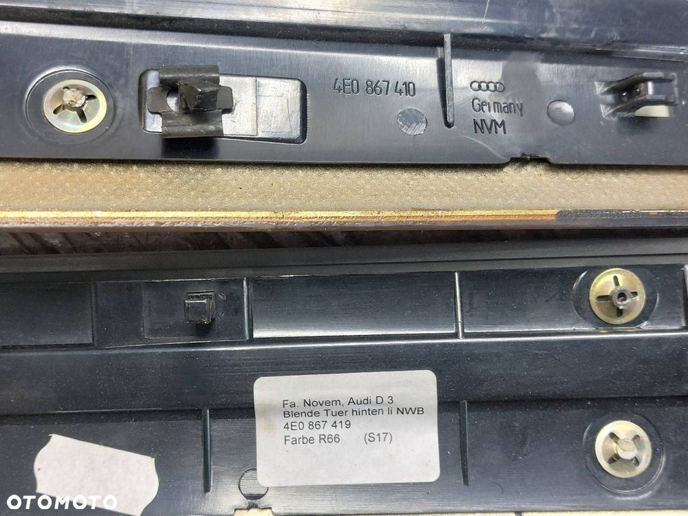 DEKORY LISTWY OZDOBNE KOMPLET AUDI A8 D3 4E0867420 4E0867419 4E0867409 - 7