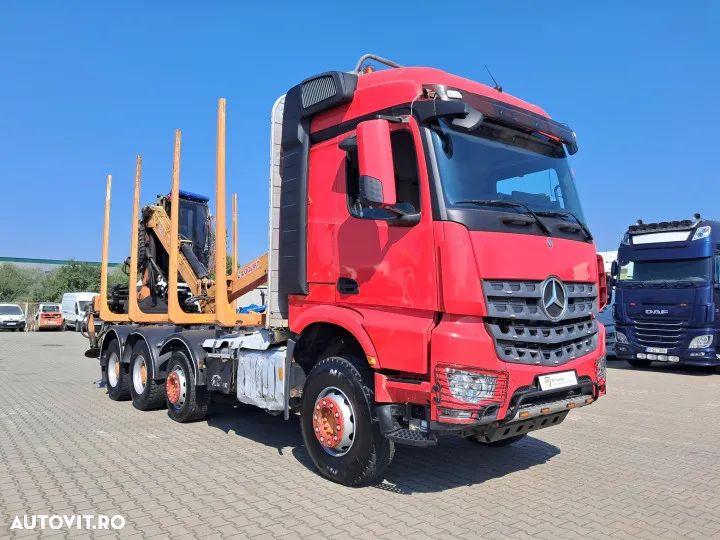 Mercedes-Benz arocs 578cp 8x4 cu macara hiab loglift 120s si graifer transport lemn - 1