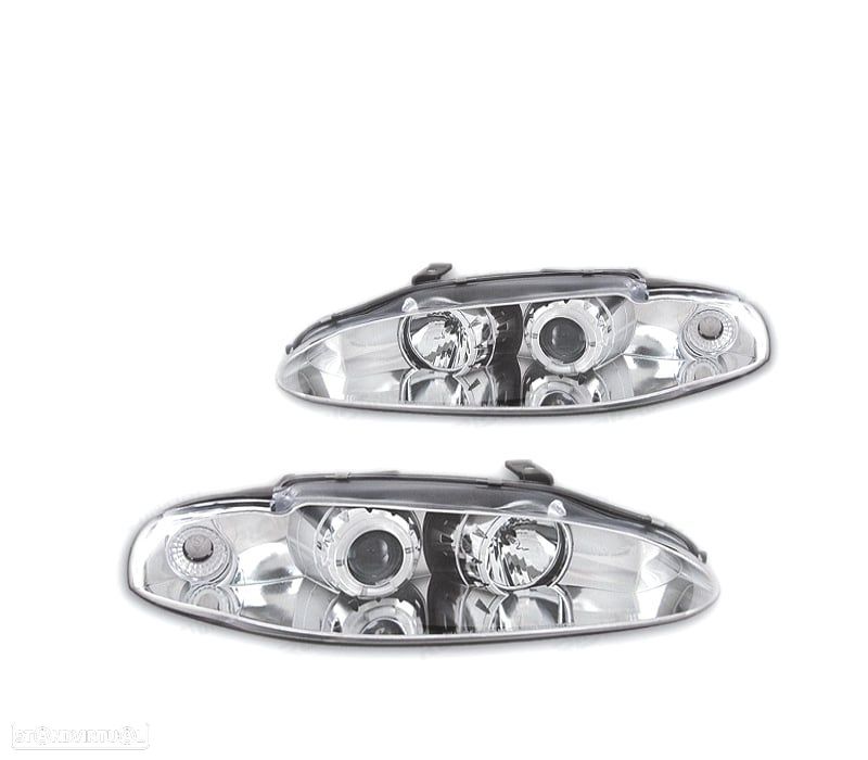 FAROIS FRONTAIS MITSUBISHI ECLIPSE 97-99 OLHOS DE ANGEL FUNDO CROMADO - 1