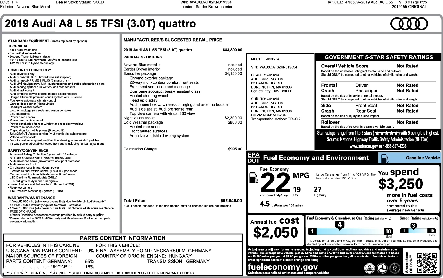 Audi A8 L 55 TFSI quattro tiptronic - 8