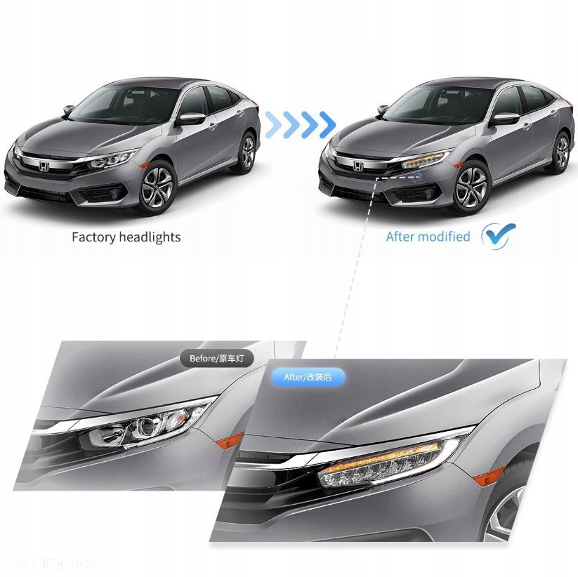 reflektor lampa kpl vland full led neon tuning honda civic x 10 2016-2021 - 14