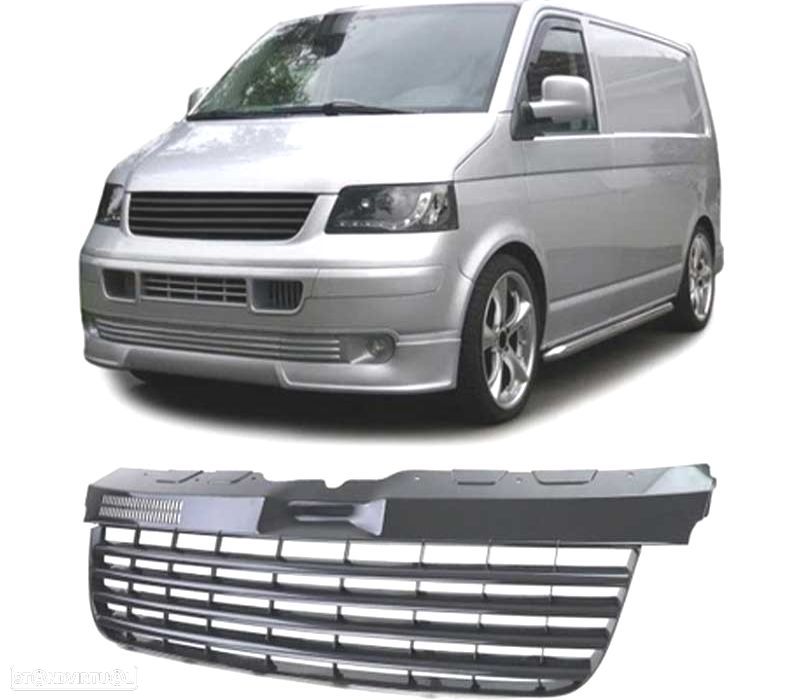 GRELHA FRONTAL VOLKSWAGEN VW T5 TRANSPORTER 04-09 PRETO BRILHANTE - 1