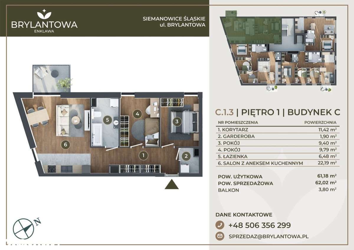 3 pokoje, narożne, balkon, winda, parking, zieleń