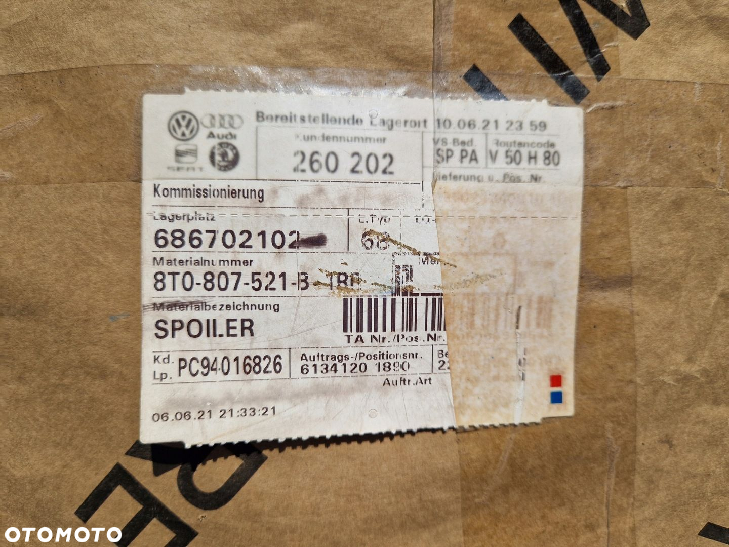 Dokładka spoiler dyfuzor zderzaka tył Audi A5 S5 8T0807521B NOWY ORYGINAŁ - 3