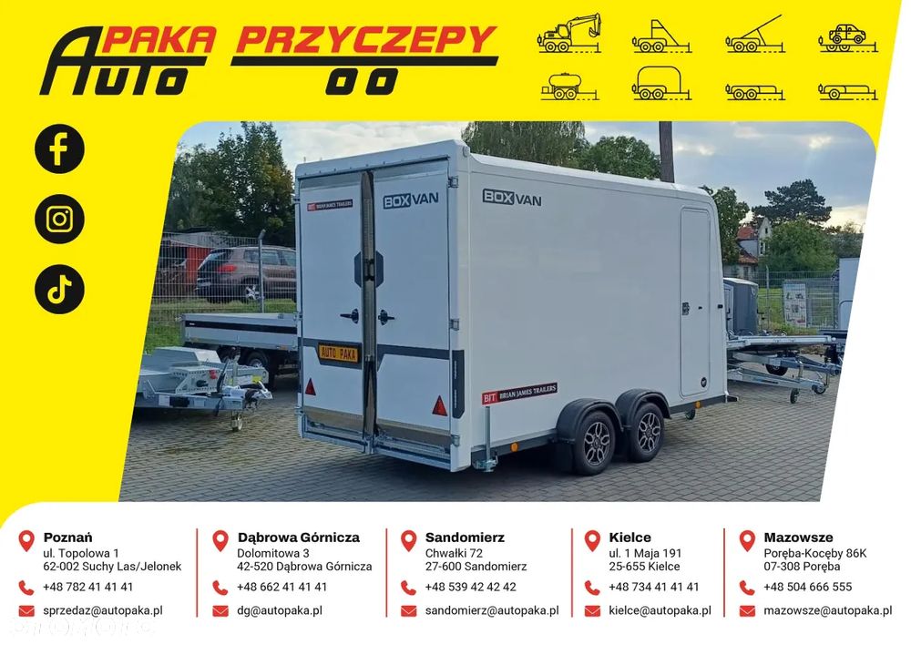 Brian James Trailers BOX VAN 3,5x1,8 M, Przyczepa cargo do quadów, motocykli, rowerów