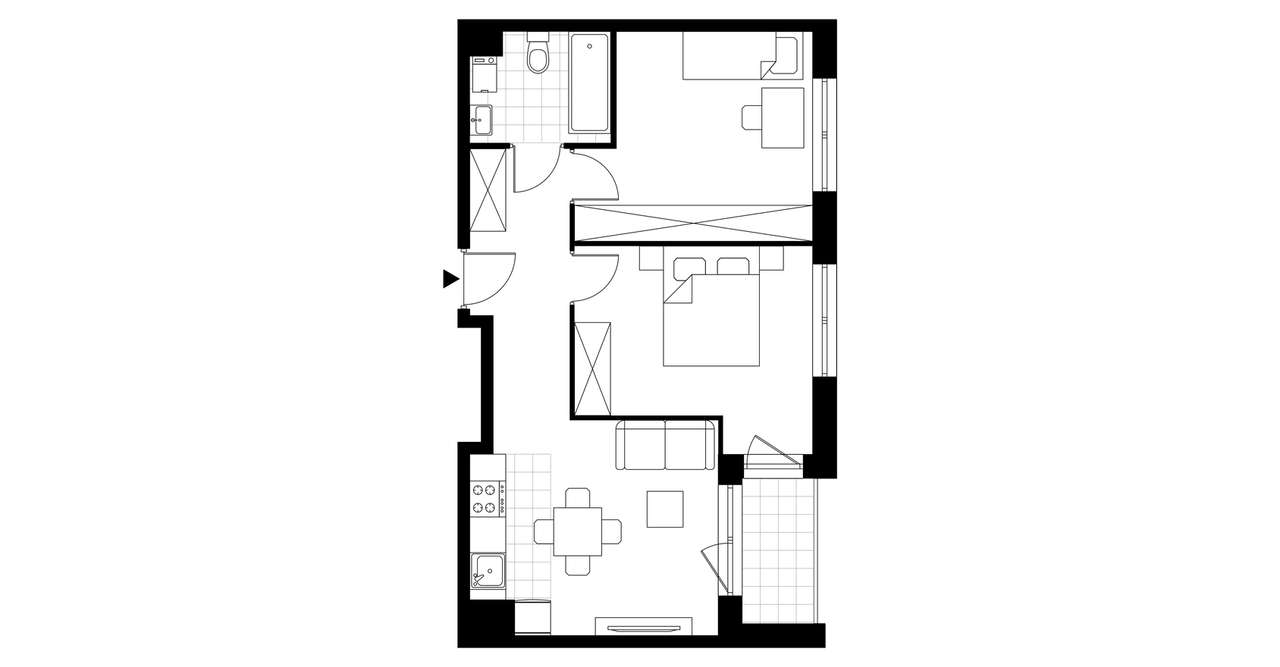 3-pokojowe mieszkanie 49m2 + loggia Bezpośrednio - Pełny obrazek: 3/9