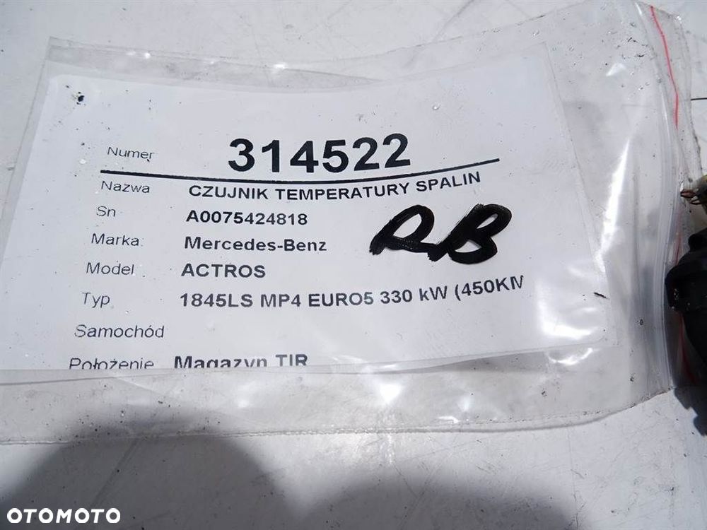 CZUJNIK TEMPERATURY SPALIN  MERCEDES-BENZ ACTROS MP4 / MP5 2011 - 2022 1845 L 330 kW [449 KM] 4x2 - 4