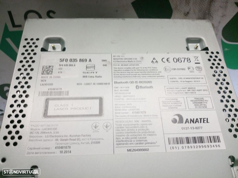 SISTEMA AUDIO / RADIO CD SEAT LEON 2015 -5F0035869A - 4
