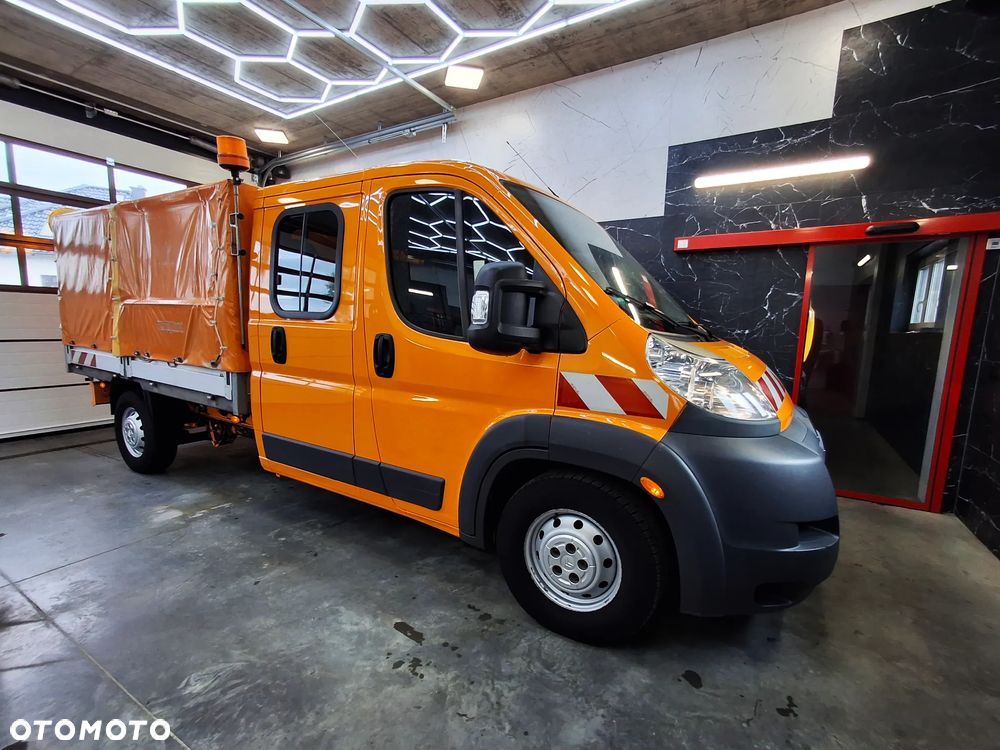 Citroën Jumper Ducato Doka Dubel Kabina Brygadówka Skrzynia Pomarańczowy Służba Drogowa Służba Autostradowa Plandeka Kamera Cofania Hak Webasto Klimatyzacja Niski Przebieg 99 Tyś Km 7 Osób - 3