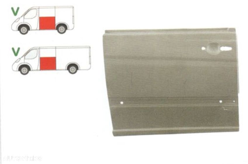 Panou reparatie usa Mercedes VITO/ VIANO (W639), 01.2003-2014, stanga/dreapta, cu gauri bandou; fata stanga/dreapta ; lungime 1195 mm; pana la geam, - 1