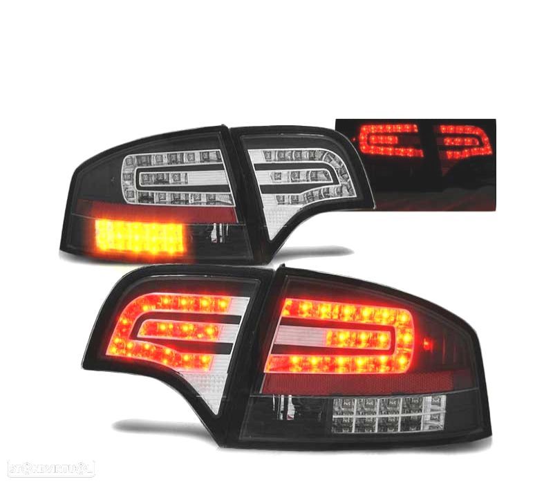 FAROLINS TRASEIROS LED AUDI A4 B7 SEDAN 04-08 PRETO - 2