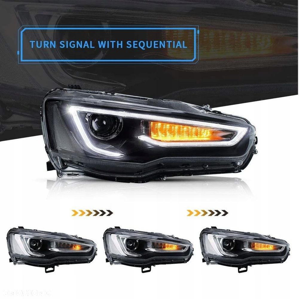 Reflektor Lampa L+R Vland Diody Soczewka Mitsubishi Lancer VIII 8 i Evo X - 6