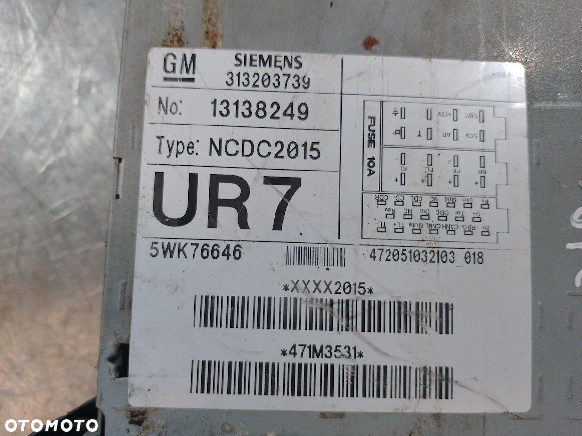 RADIO CD OPEL SIGNUM 13138249  313203739  5WK76646 - 6