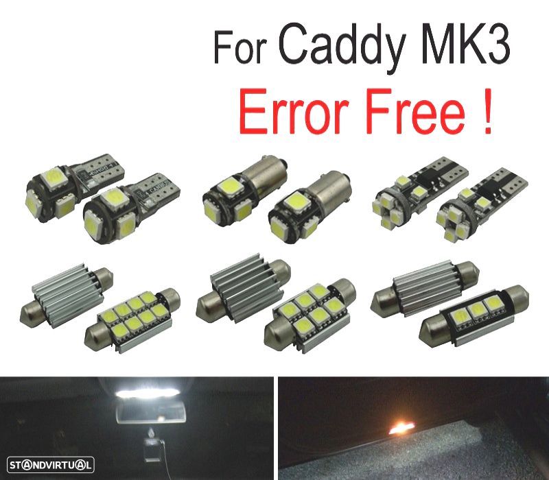 KIT COMPLETO 13 LAMPADAS LED INTERIOR PARA VOLKSWAGEN VW CADDY MK 3 MKIII 04-14 - 1