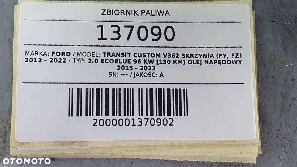 ZBIORNIK PALIWA BAK FORD TRANSIT CUSTOM MK8 GK219K007ED 2.0 ECOBLUE 130KM - 8