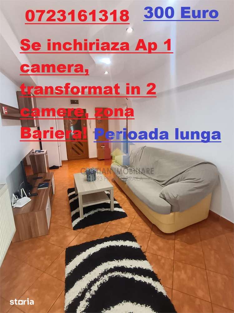 Se inchiriaza Ap 1 Camera, transformat in 2 camere, Parter, zona Barie — fotografia 1