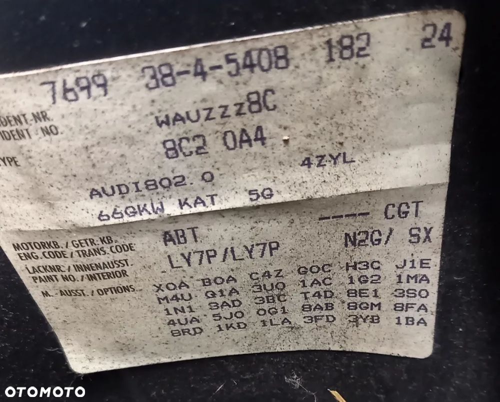 Audi 80 B4 części maska klapa drzwi błotnik zderzak kod lakieru LY7P skrzynia lampa reflelektor - 6