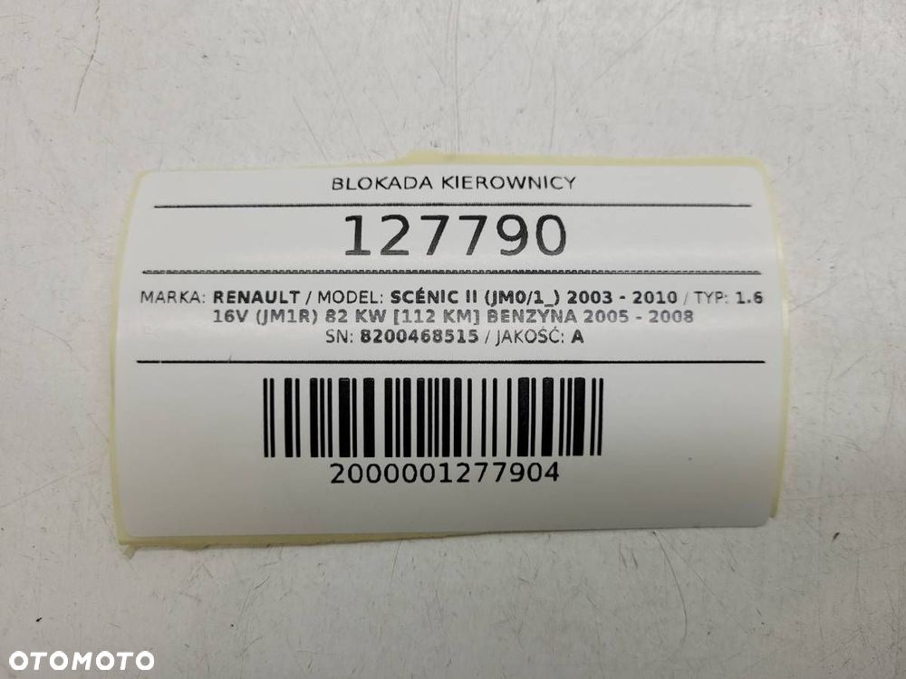 BLOKADA KIEROWNICY 8200468515 RENAULT SCENIC II 2007 EUROPA - 7