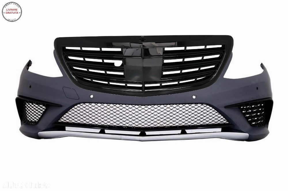 Bara Fata Mercedes S-Class W222 (2013-06.2017) S63 Design cu Grlia Centrala Negru - livrare gratuita - 1