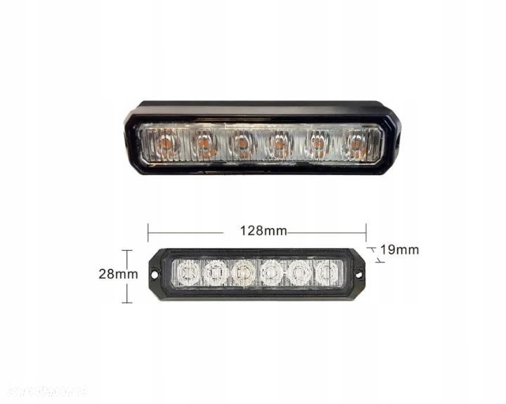 lampa strobo 6x led pomarańczowa r10 r65 uniwersalna - 3