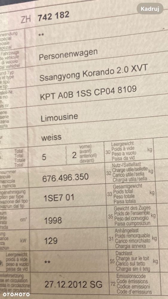 SsangYong/KGM Korando 2.0 E-XDi DPF 4WD Automatik Quartz - 6