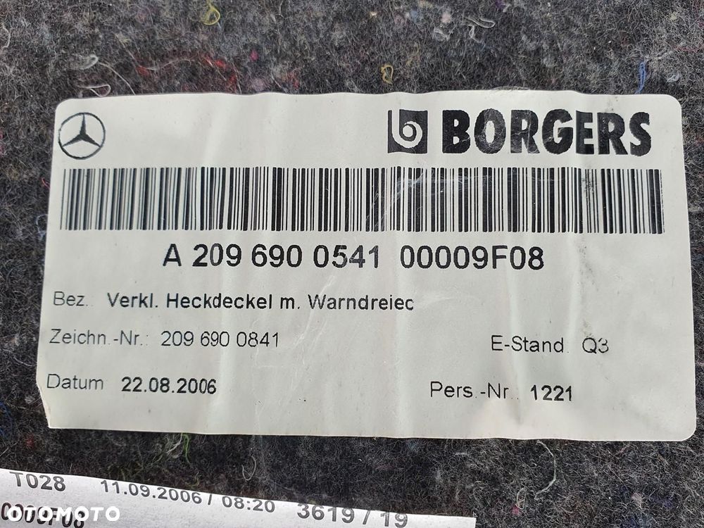 OSŁONA TAPICERKA BAGAŻNIKA MERCEDES W209 A2096900541 - 5