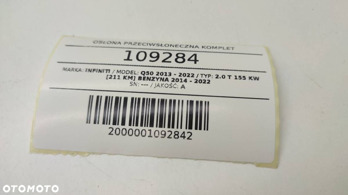 OSŁONA PRZECIWSŁONECZNA DASZEK LEWY PRAWY KOMPLET INFINITI Q50 EUROPA - 4
