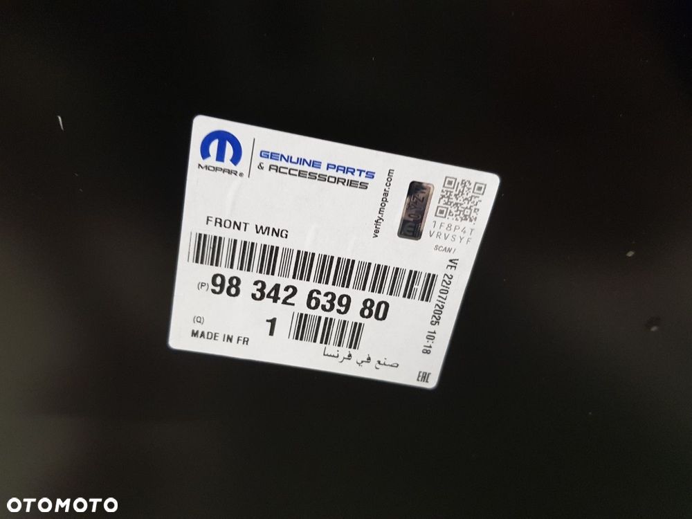 FABRYCZNIE NOWY ORYGINALNY BŁOTNIK PRAWY PRZEDNI CITROEN DS4 II 2 MOCOWANIE 21-25 9834263980 - 9