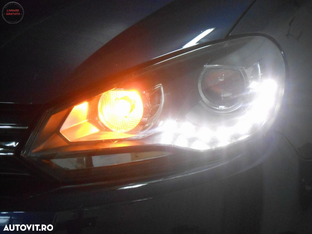 Faruri LED VW Golf 6 VI (10.2008-2012) DAYLIGHT DRL GTI Look Negru- livrare gratuita - 7