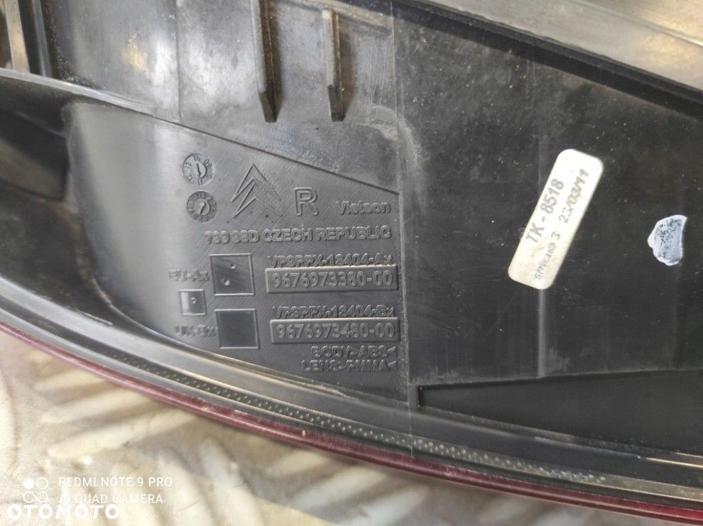 CITROEN DS3 10-14 PRAWA TYLNA LAMPA ORYGINAŁ - 9