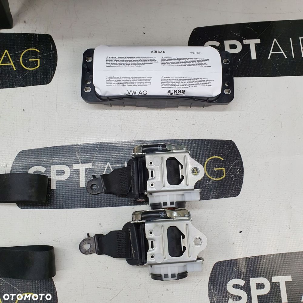 VW TOUAREG III 3 LIFT DESKA ROZDZIELCZA HEAD UP NITKA NIEBIESKA KONSOLA KOKPIT PULPIT PODUSZKI AIRBAG AIR BAG PASY KIT SET - 7