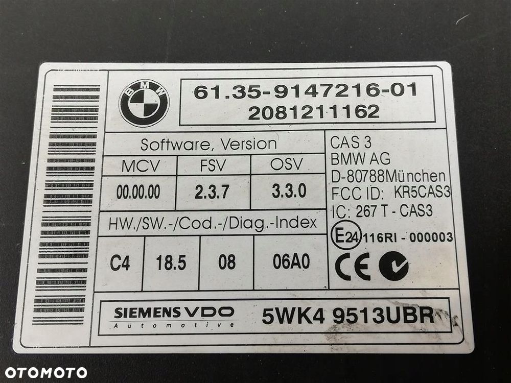 Zestaw odpalający startowy BMW Seria 5 E60 2003-2010 2,0 DIESEL 0281015043 ORYGINAŁ - 4