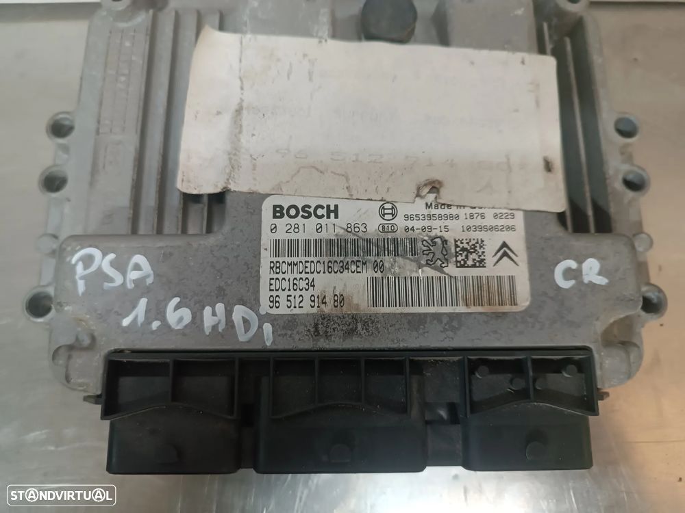 UNIDADE / CENTRALINA DO MOTOR PEUGEOT 307 / CITROEN C4 1.6HDI 0281011863 9651291480 - 3