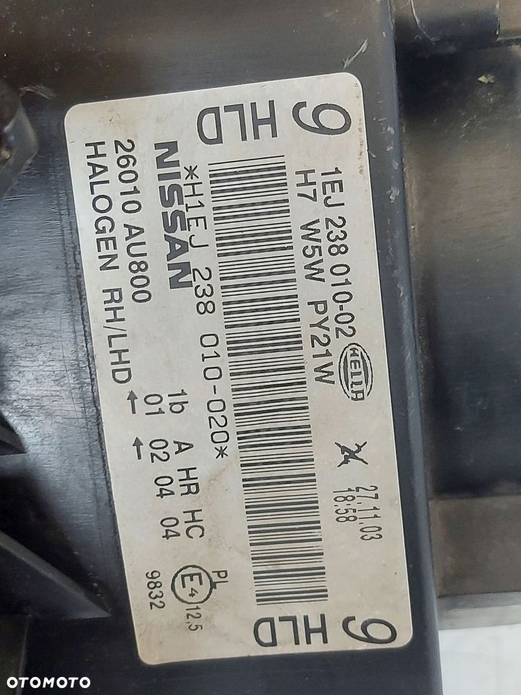 NISSAN PRIMERA P12 01- LAMPA PRAWA PRZÓD HELLA EUR - 5