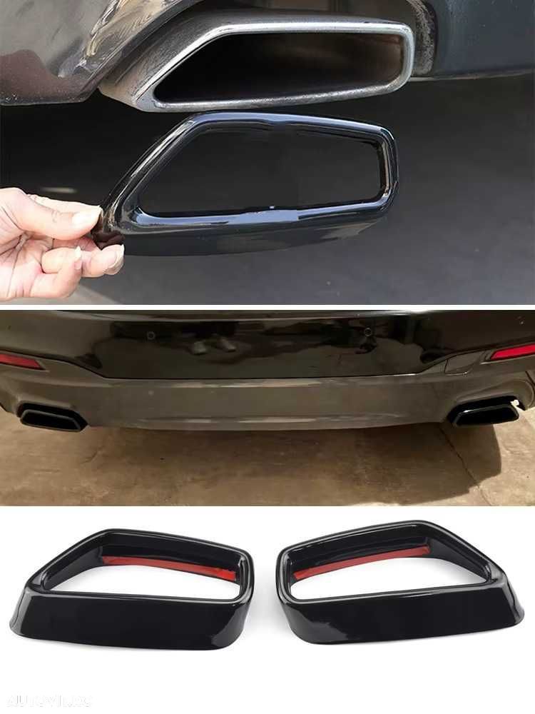 Ornamente Evacuari Tobe BMW G30 G31, Atasamente Evacuare Tips Tipsuri, Negru Lucios - 5