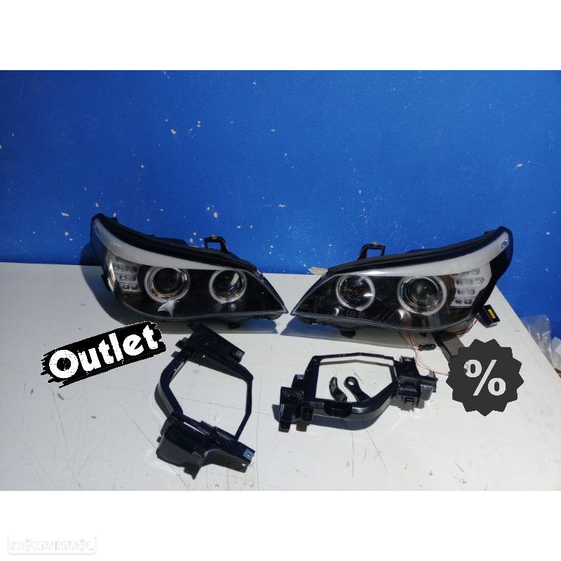 R145027C1 FARÓIS BMW SÉRIE 5 E60 03-07 OLHOS DE ANJO CCFL FUNDO PRETO - 7