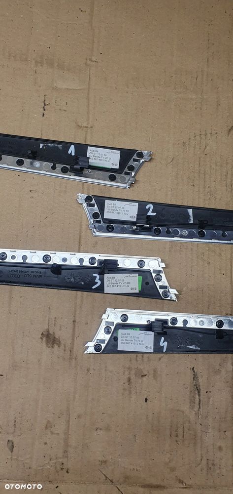 Listwa dekor drzwi komplet Piano Black Audi A4 B8 8K0867409J 8K0867420J 8K0867410J 8K0867419J - 6
