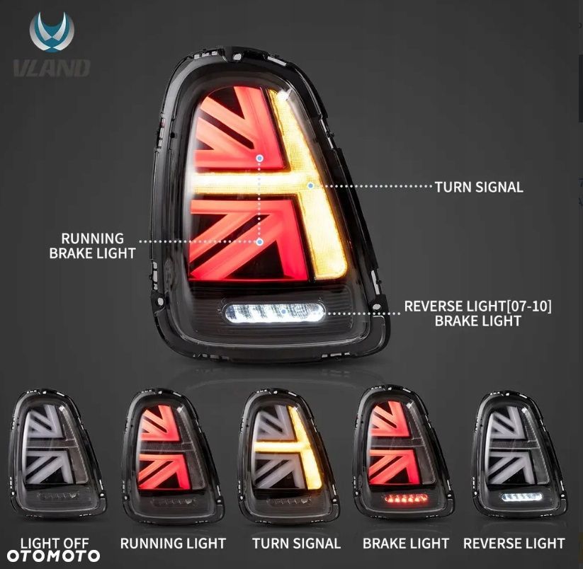 Lampy tyl kpl Vland Full Led Union Tuning Smoke Mini Cooper r56 r57 r58 r59 - 7