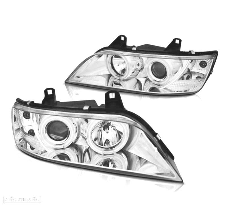 FARÓIS BMW Z3 96-02 ANGEL EYES CCFL FUNDO CROMADO - 1