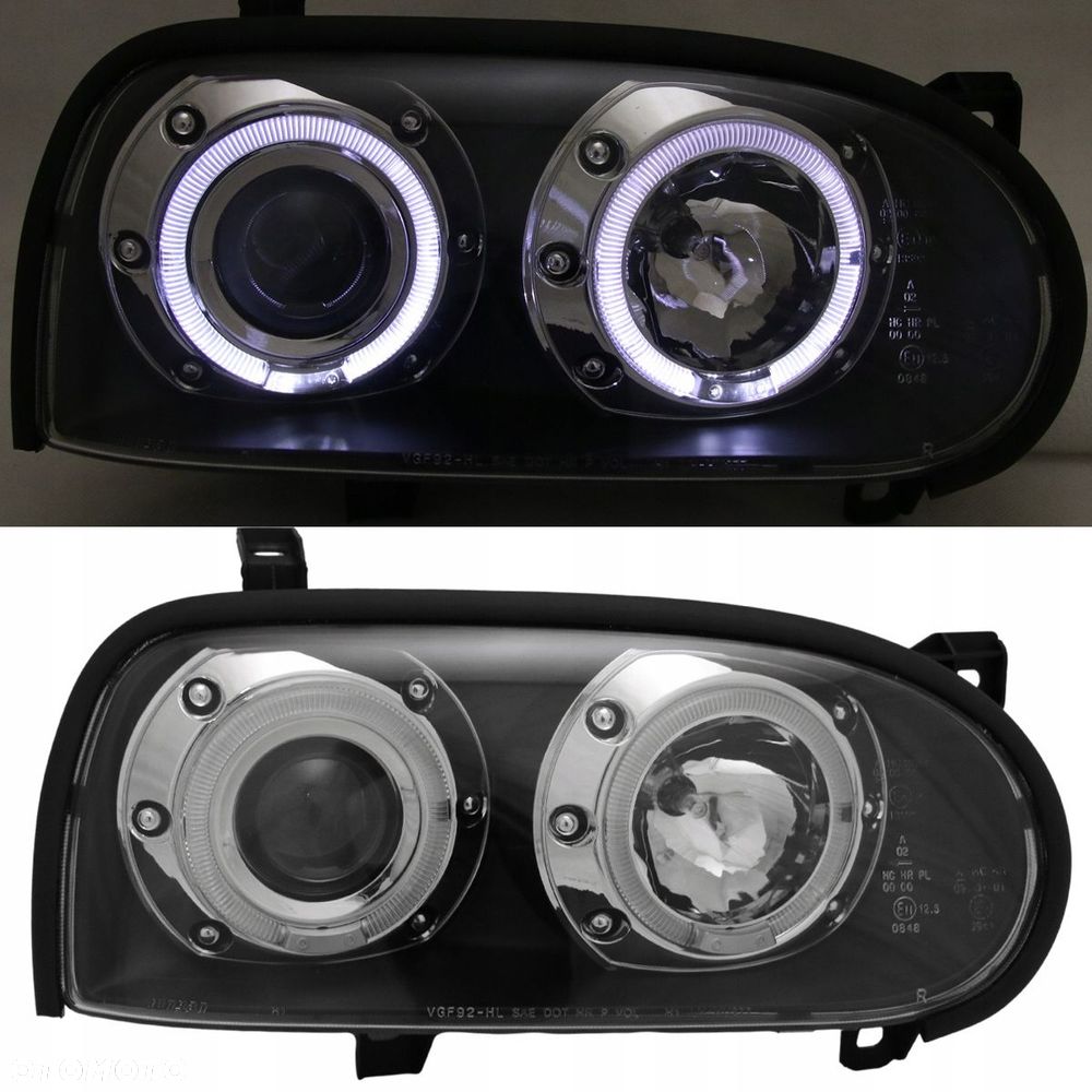 Reflektory Lampy kpl Tuning Black Ringi Angel Eyes LED VW Golf III 3 1991-9 - 1