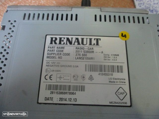 Radios 281153868R RENAULT CLIO 4 2014 ORIGINAL RENAULT CLIO 4 SW 2014 1.5DCI 90CV 5P CINZA RENAULT CLIO 4 BREAK 2015 1.5DCI 90CV 5P PRETO LAN521WR1 - 5