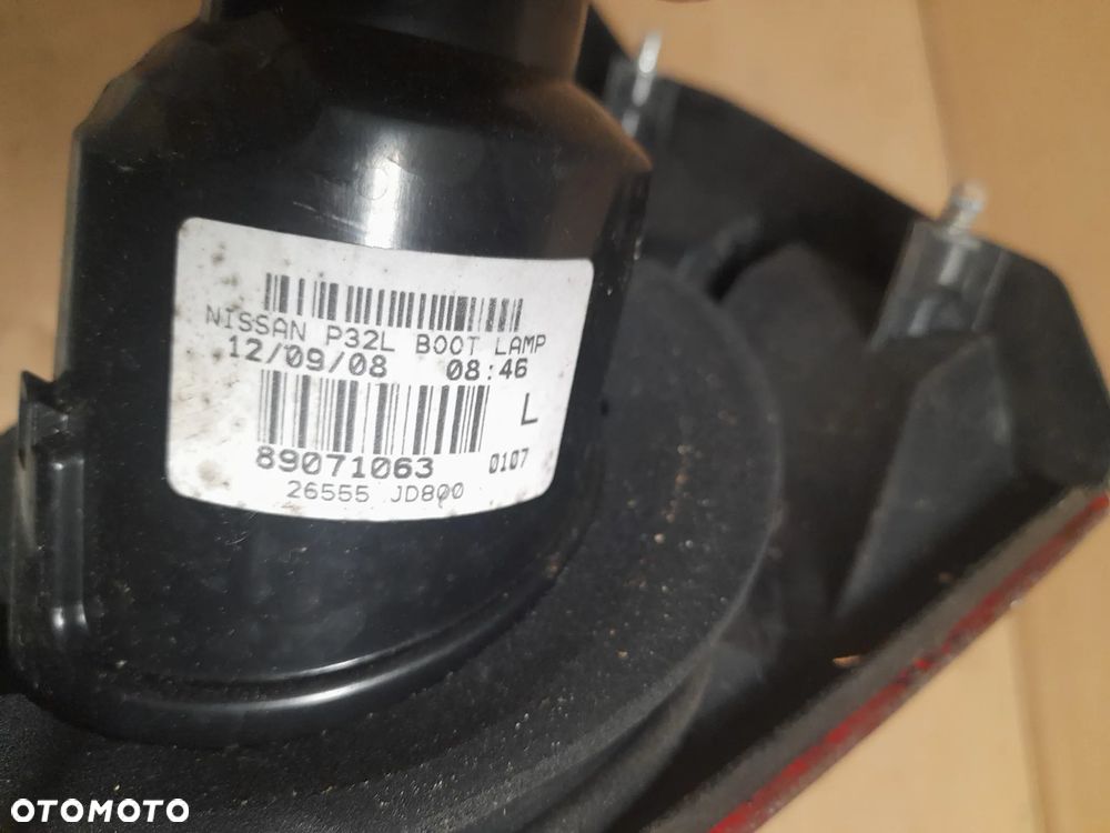 nissan qashqai 06-10 lewa tylna tył lewy lampa klapy bagażnika - 5