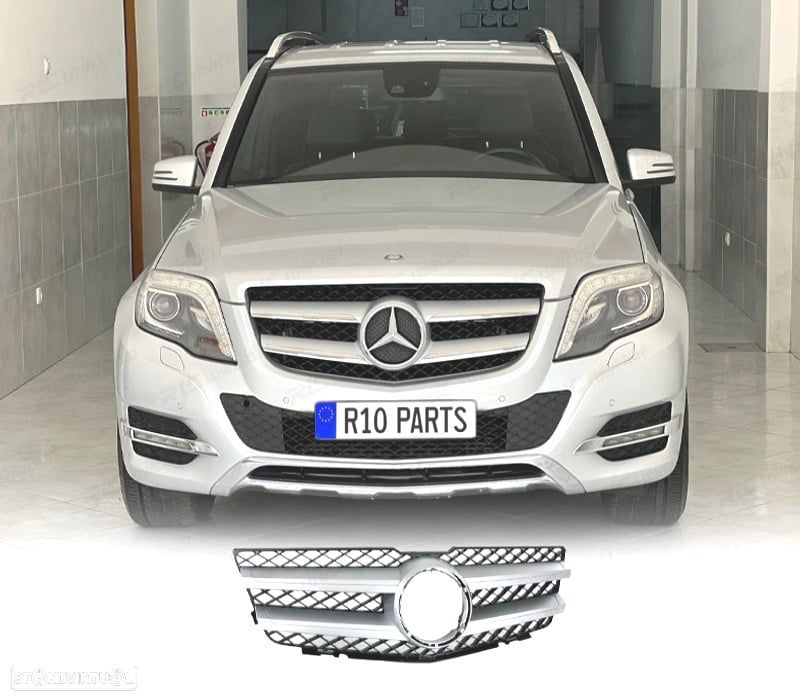 GRELHA FRONTAL MERCEDES GLK X204 08-12 LOOK AMG PRETO PRATA - 1