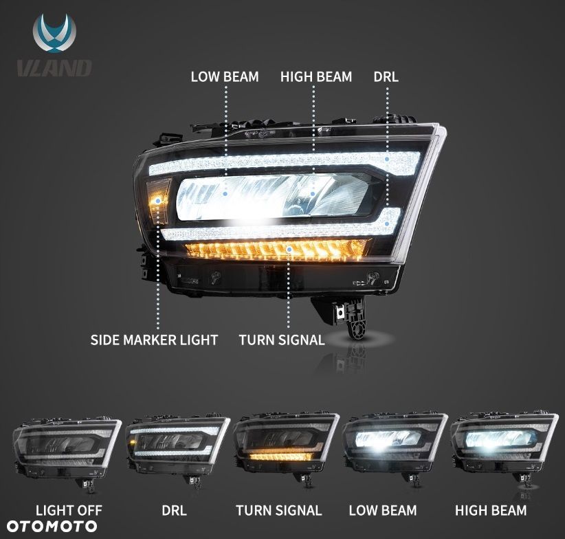 Reflektory Lampy Vland Led Neon Tuning Europa Dodge Ram V 5 1500 2019-2024 - 7
