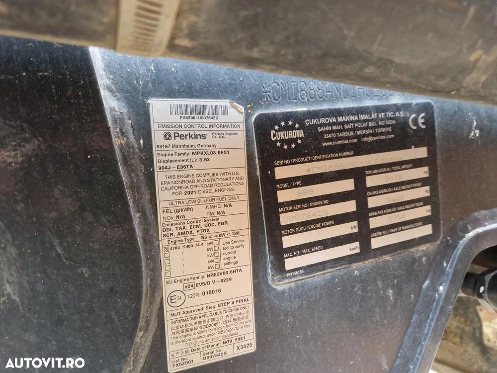 Altul CUKUROVA 888 STAGE V BULDOEXCAVATOR CU ROTI EGALE CUPA MULTIFUNCTIONALA FRUCI - 24