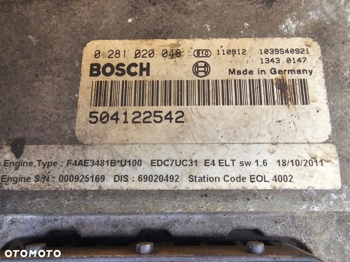 STEROWNIK KOMPUTER SILNIKA IMMO IVECO EUROCARGO 3.9 TECTOR 140 160 180 KM 0281020048 06-15 rok - 2