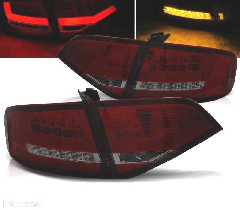 FAROLINS TRASEIROS AUDI A4 B8 07-11 LIGHT BAR VERMELHO FUMADOS - 1